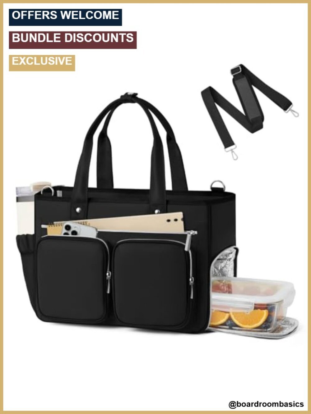 Teacher Tote Bag with Insulated Lunch Compartment 15.6" Laptop Bag